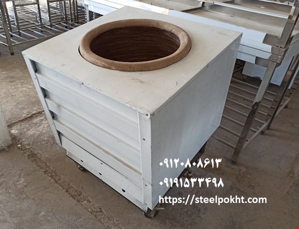 تنور گلی چرخدار گازی با روکش استیل